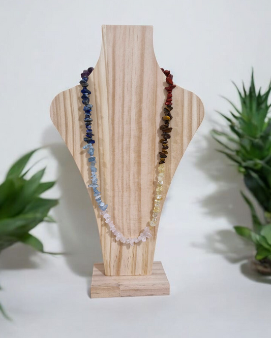 7 Chakra Gemstone Chip Necklace – Balance, Energy & Harmony | Amethyst, Lapis Lazuli, Rose Quartz, Citrine, Tiger Eye & Red Jasper