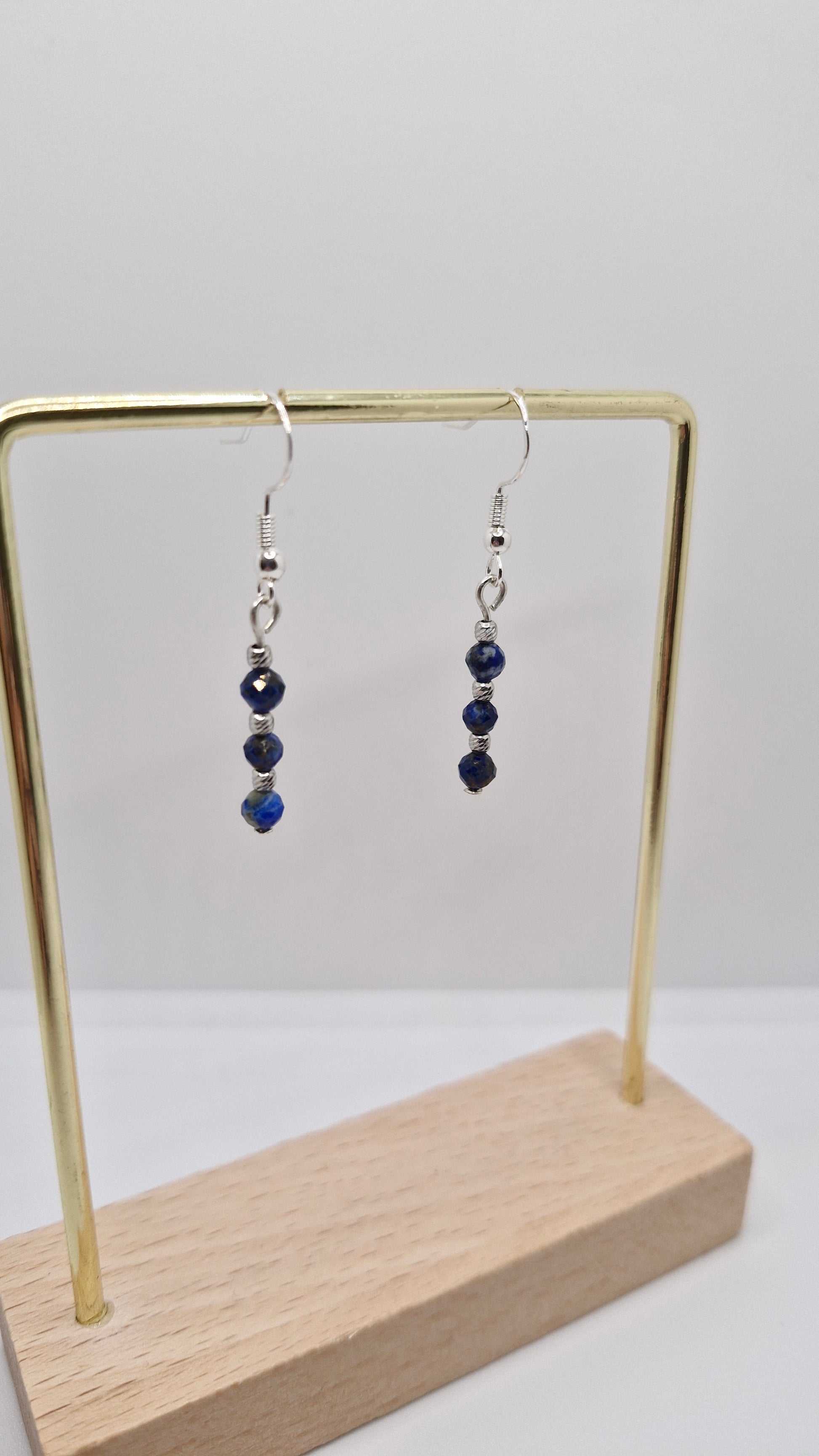 Handcrafted Lapis Lazuli and Sterling Silver Dangling Earrings