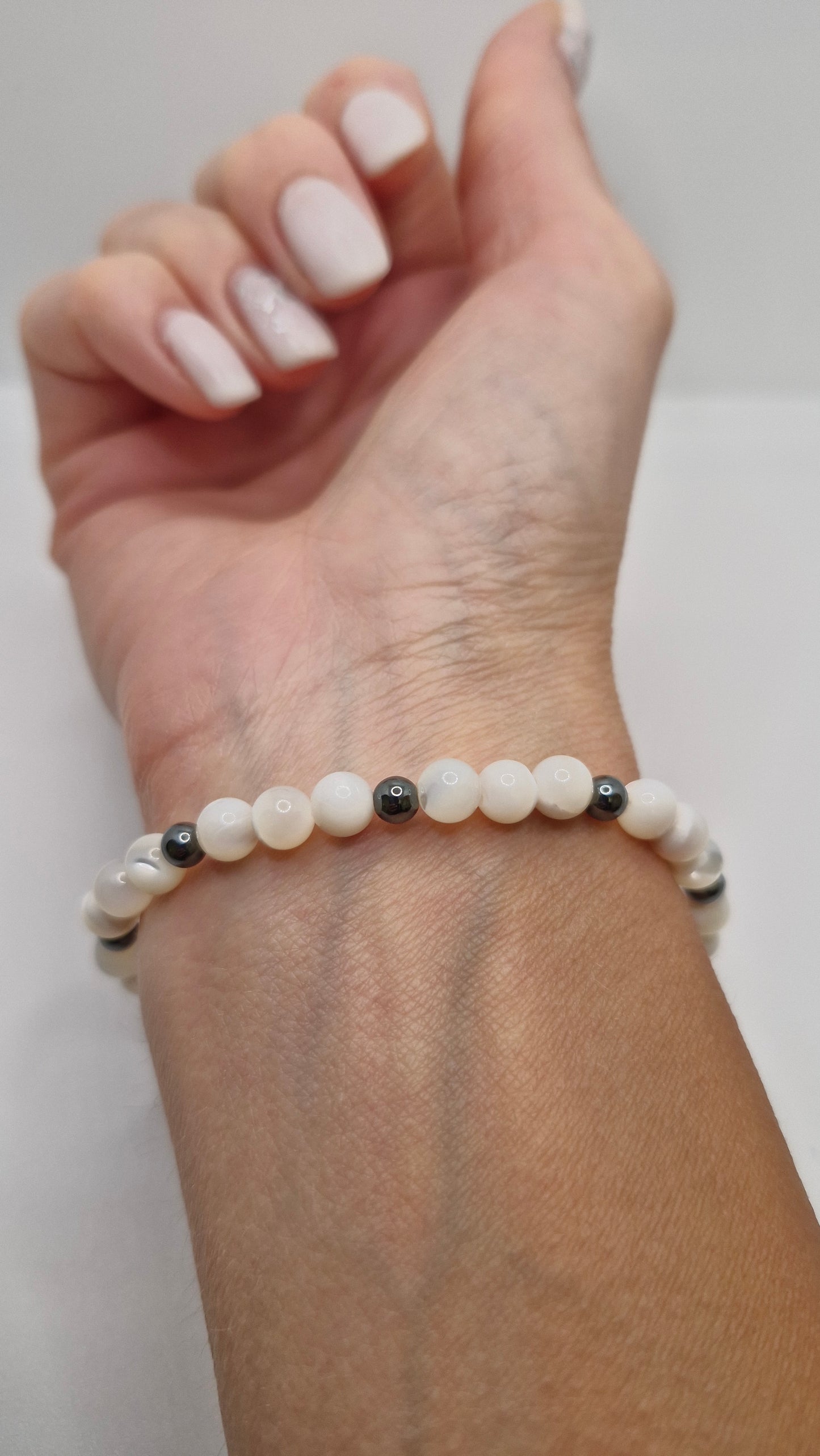 Lightweight handcrafted gemstone bracelet, perfect for daily wear or meditation with Selenite strip