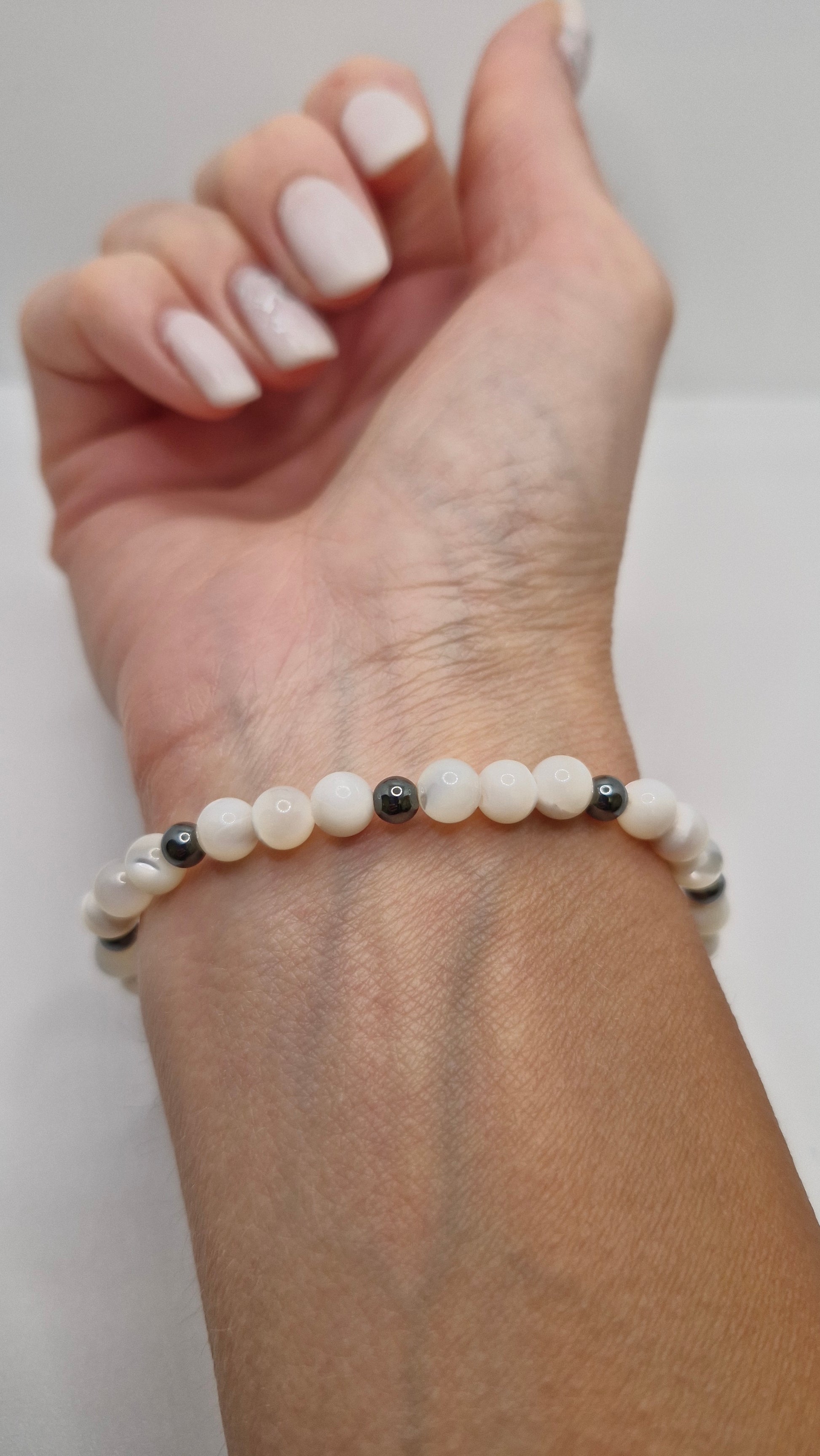 Lightweight handcrafted gemstone bracelet, perfect for daily wear or meditation with Selenite strip