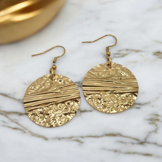 Minimalist stainless steel circle hook earrings with modern round design