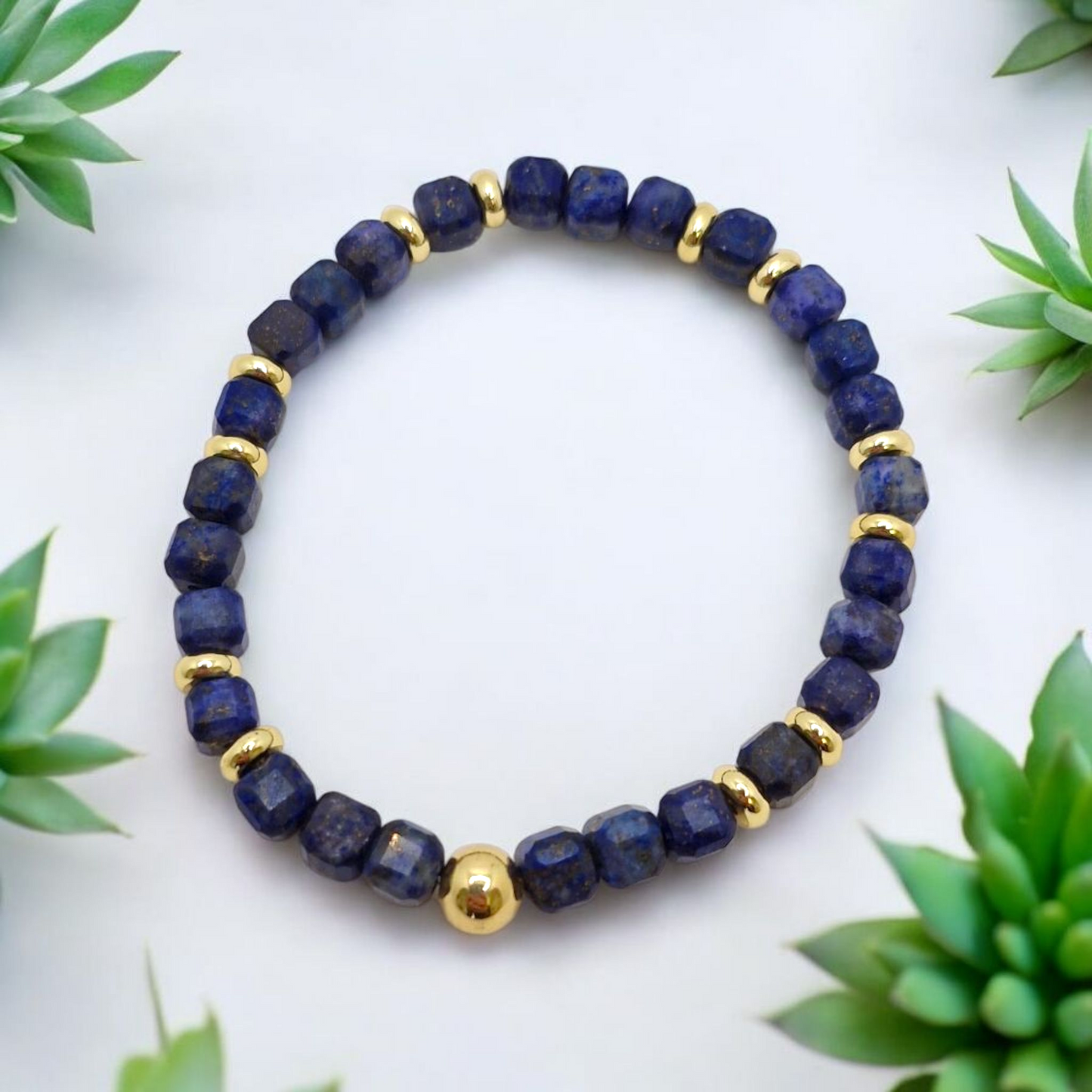 Faceted Lapis Lazuli Square Bracelet – Wisdom & Self-Expression