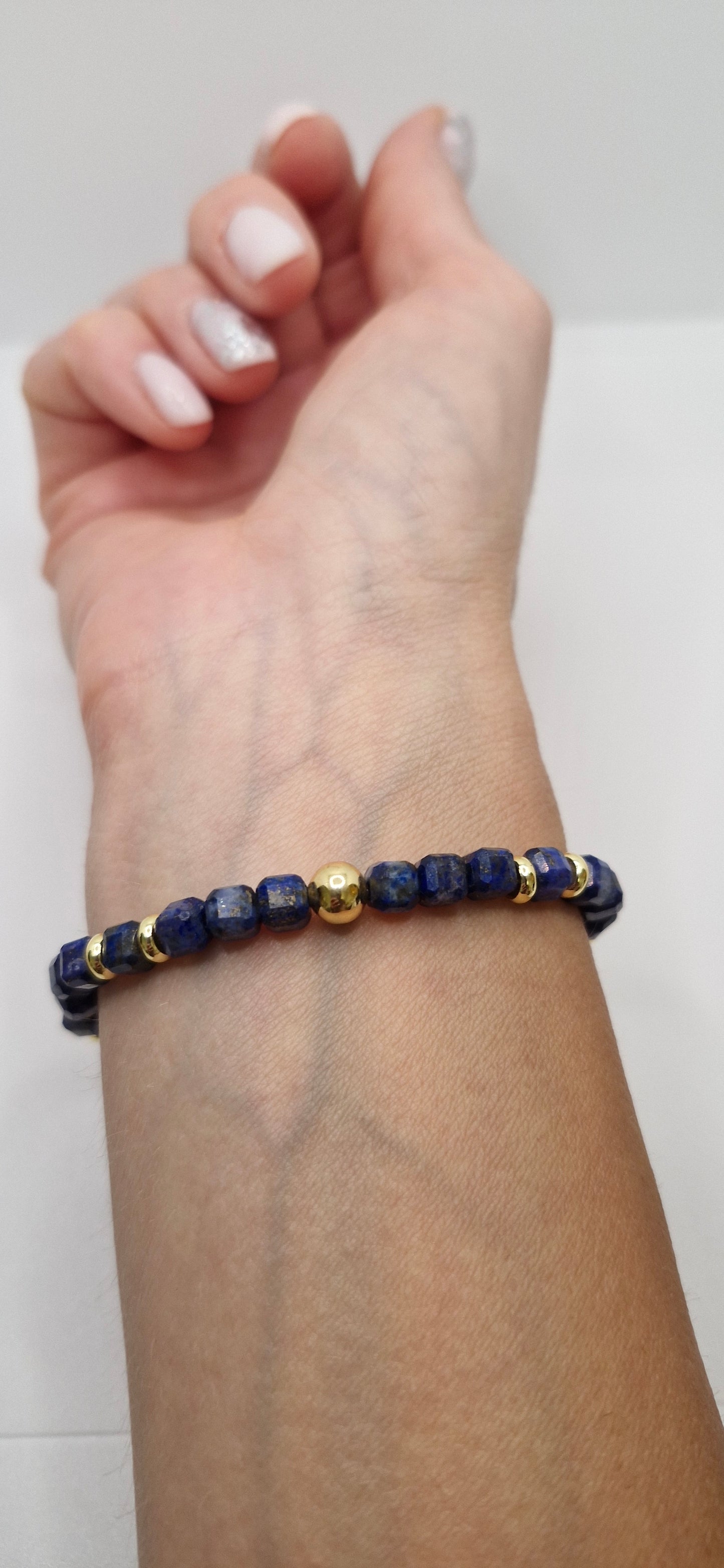 Faceted Lapis Lazuli Square Bracelet – Wisdom & Self-Expression