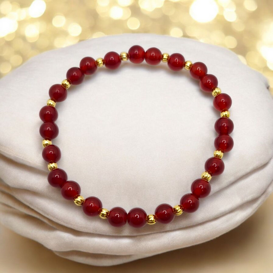 Red Carnelian bracelet, gold accent 