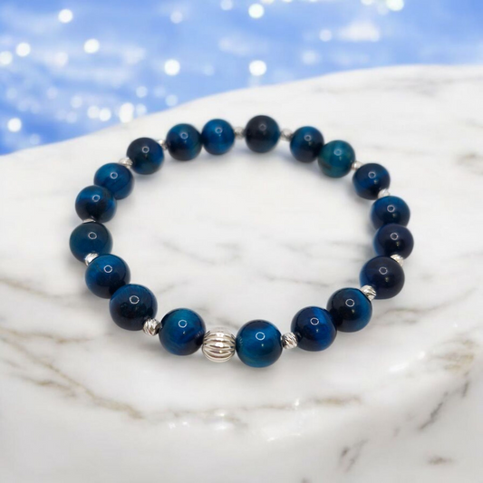 Blue tiger eye natural stone bracelet 