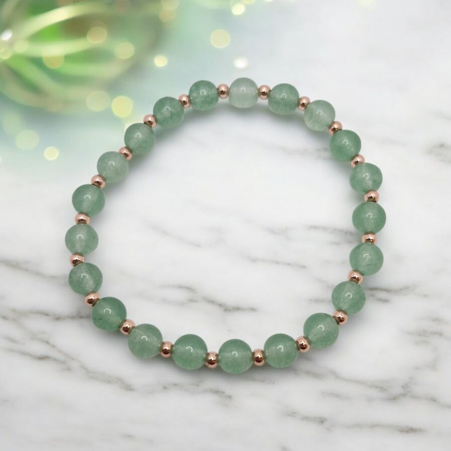 Rose Gold Gemstone Bracelet Collection – Promote Balance, Calm & Clarity -Aventurine, Moonstone, Chrysocolla/Lapis