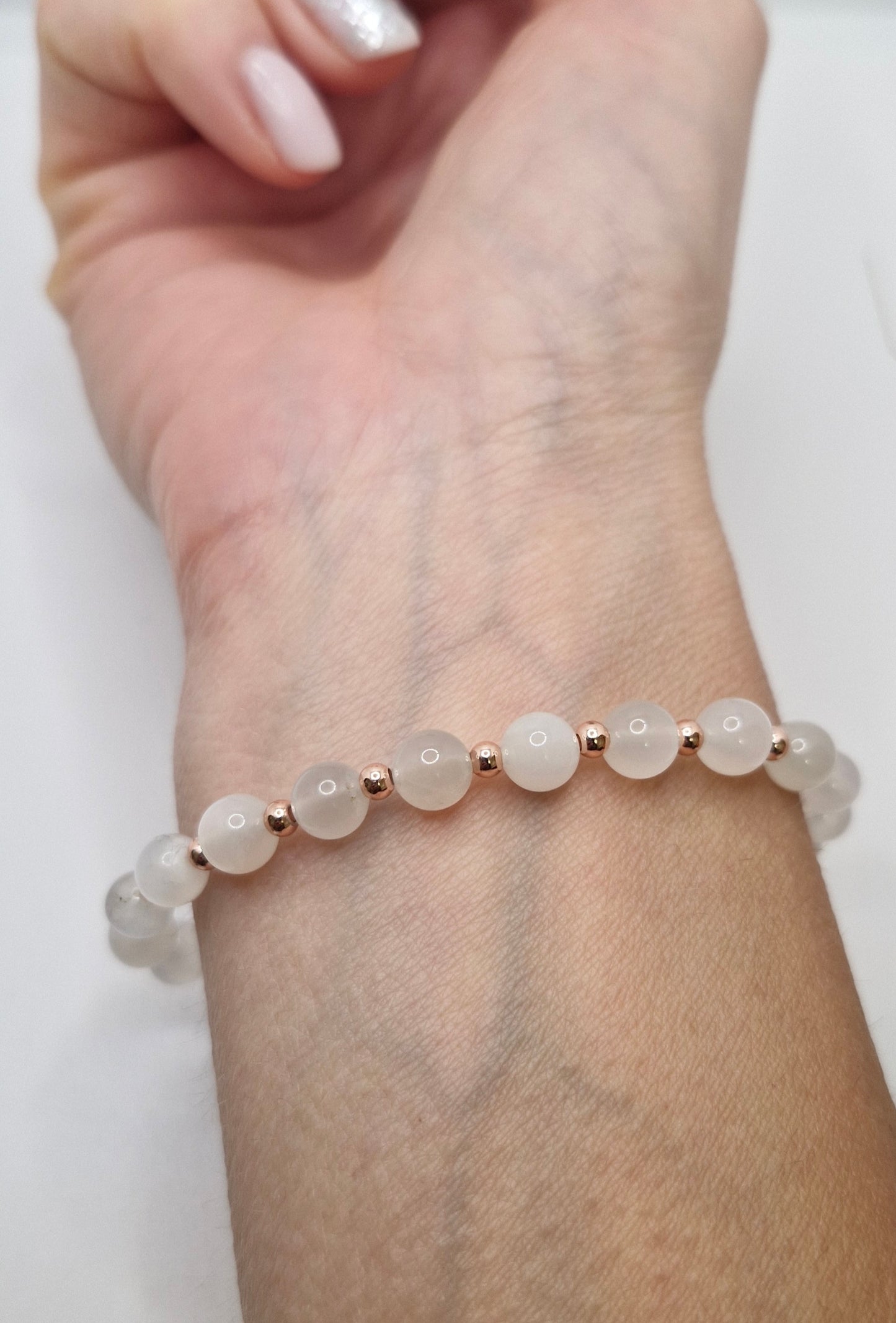 Rose Gold Gemstone Bracelet Collection – Promote Balance, Calm & Clarity -Aventurine, Moonstone, Chrysocolla/Lapis