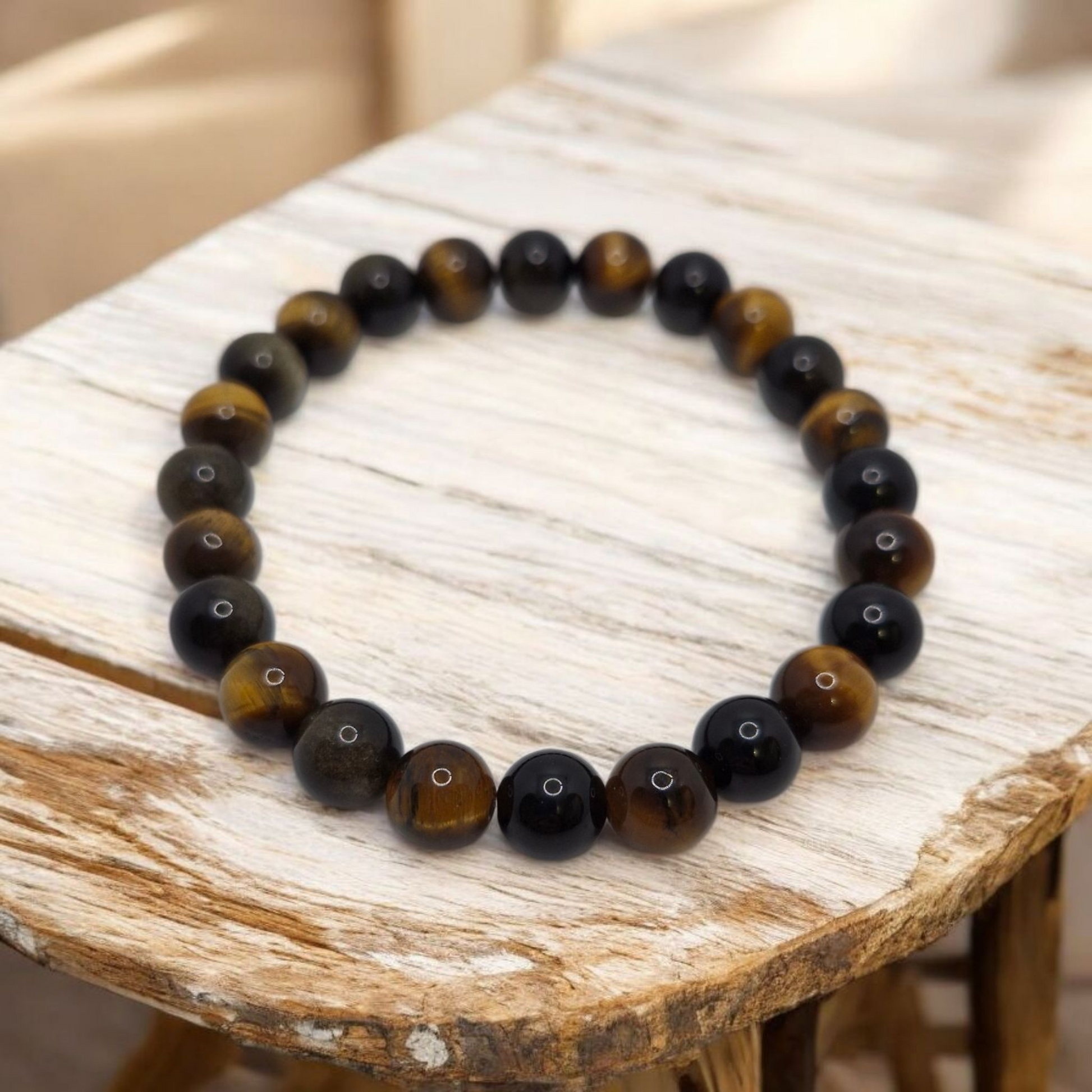 Black obsidian and tiger eye bracelet 
