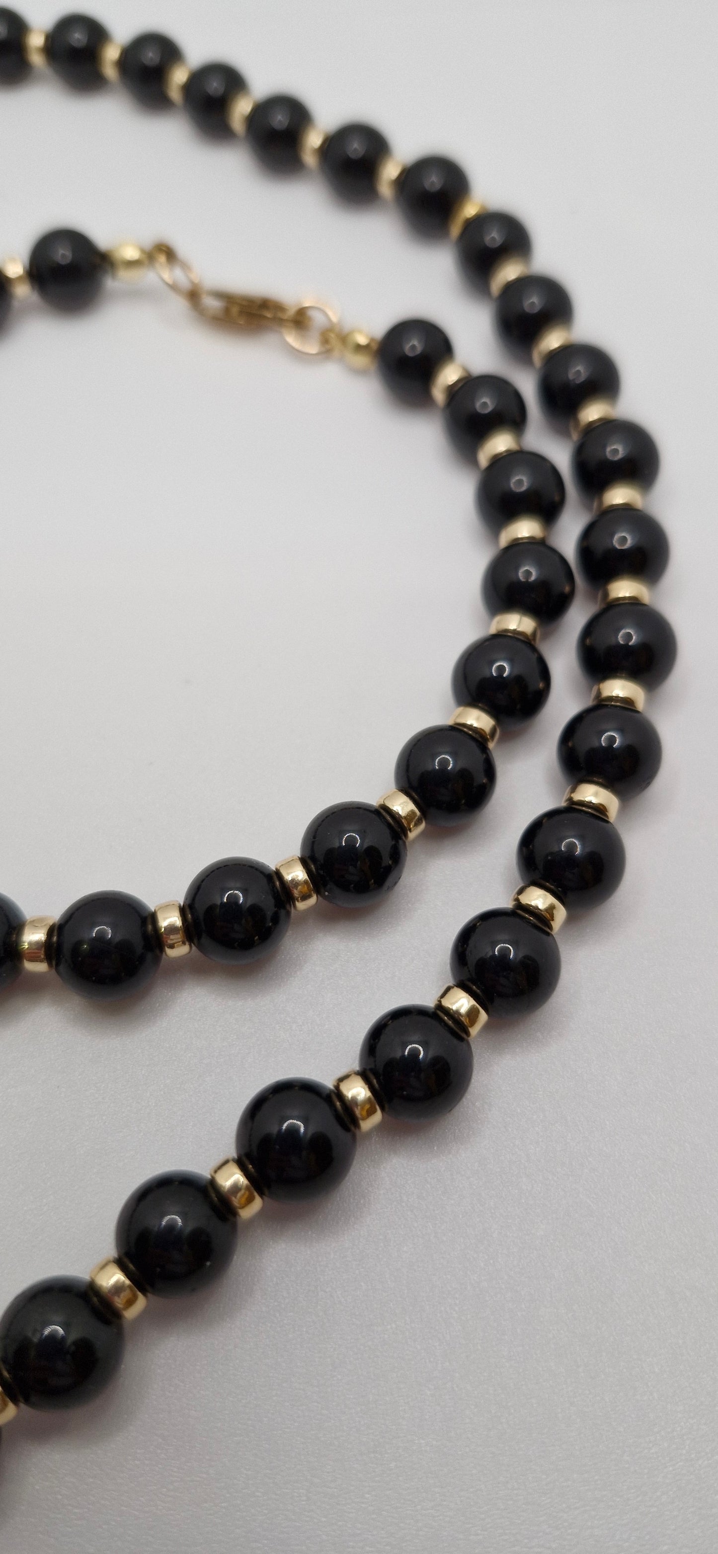 Black Tourmaline Protection Necklace for Grounding & Energy Balance | Gold-Filled 4mm Smooth Rondelle Beads | Gold-Filled Clasp | Multiple Lengths Available