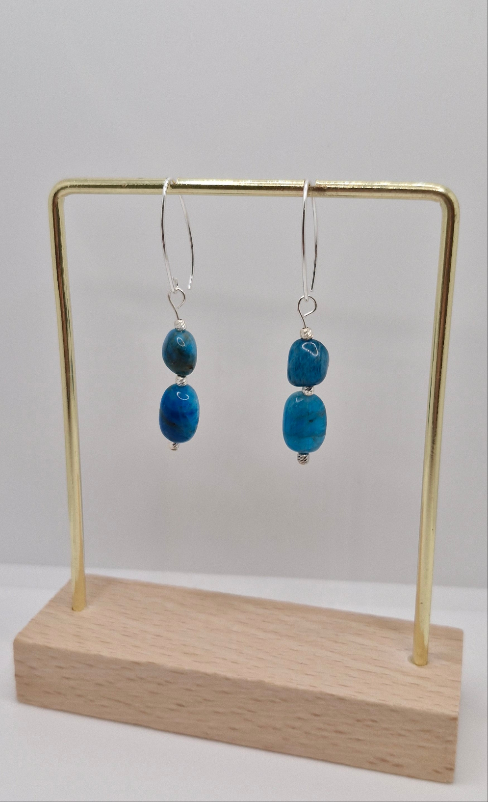 Elegant Apatite and sterling silver earrings for clarity, creativity, and everyday wear