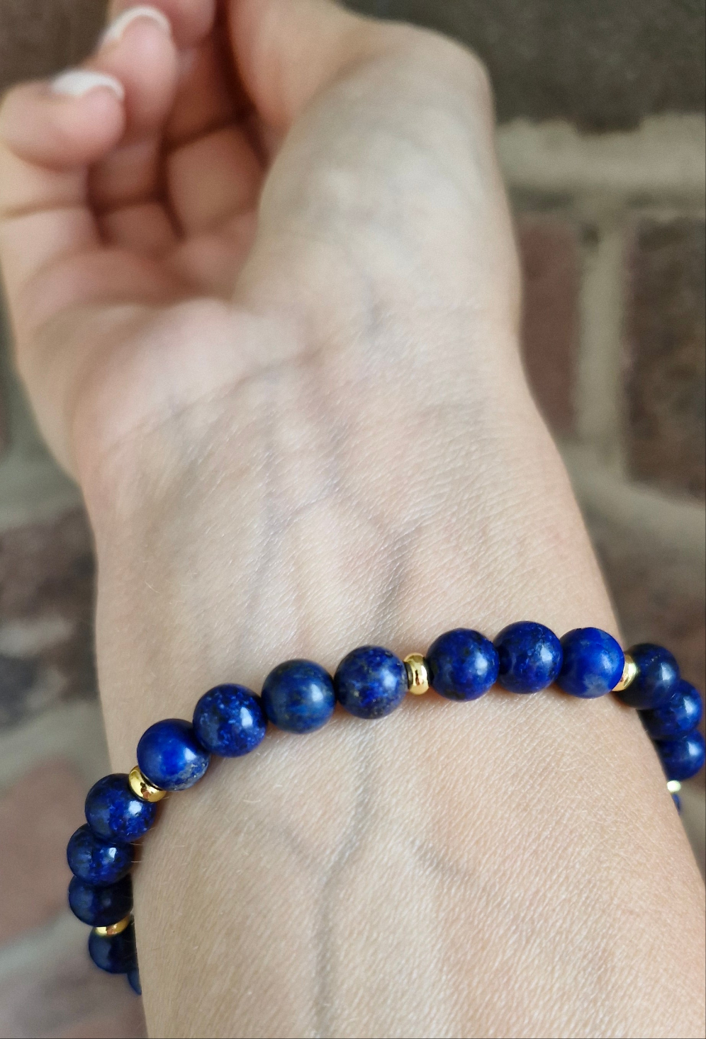 Unisex Lapis gemstone bracelet with gold-plated accents, perfect gift for her