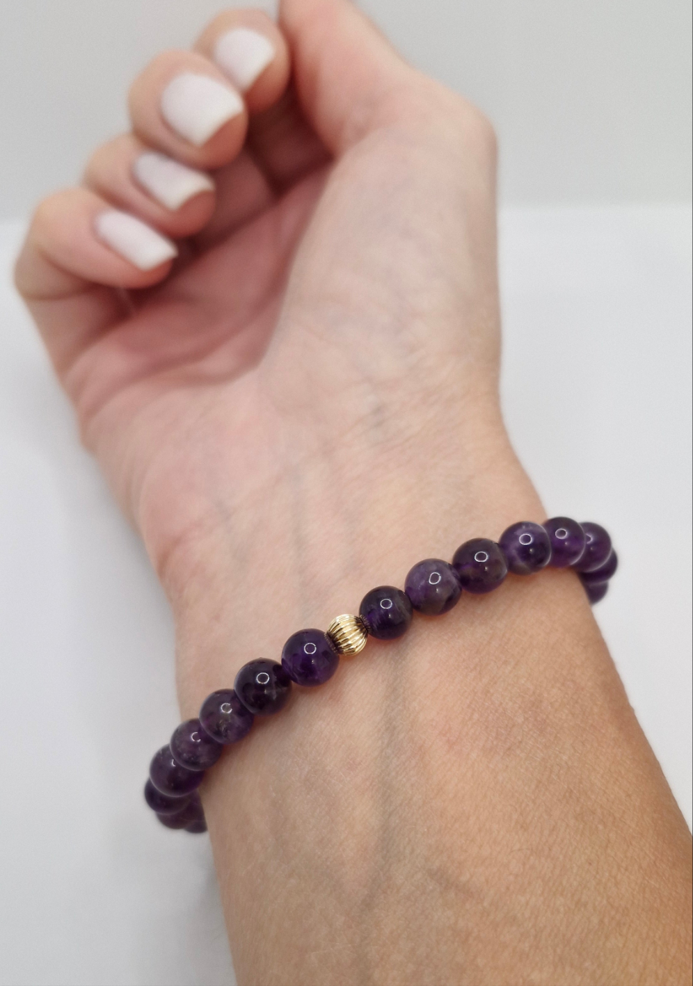 Purple Amethyst gemstone bracelet for daily wear, meditation, and energy balancing