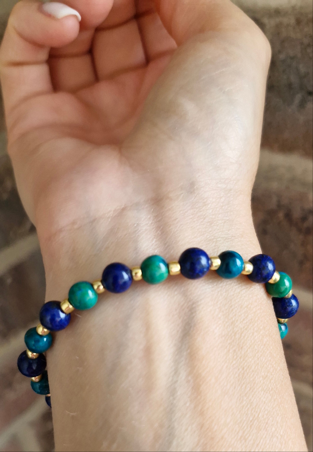 Lapis Lazuli & Chrysocolla Bracelet for Wisdom and Emotional Balance – Handmade Gemstone Jewellery
