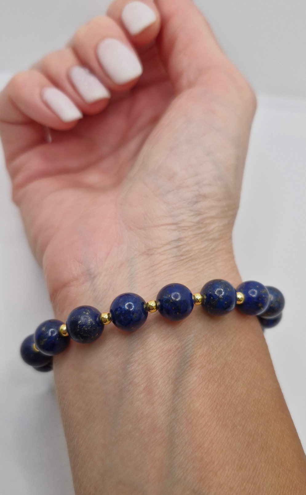 Lapis Lazuli Stretch bracelet with gold accent
