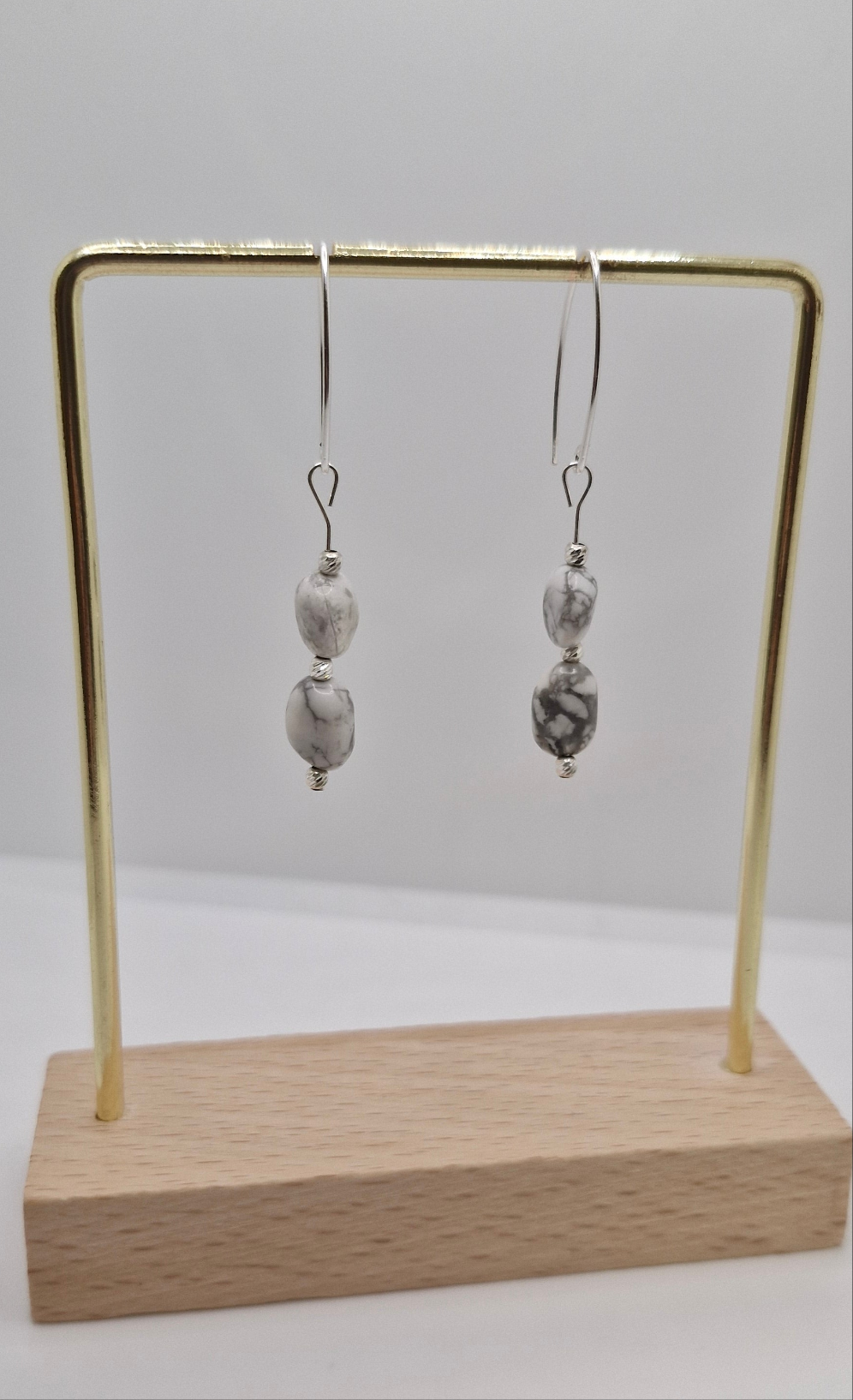 Elegant white Howlite earrings for calm, patience, and everyday style