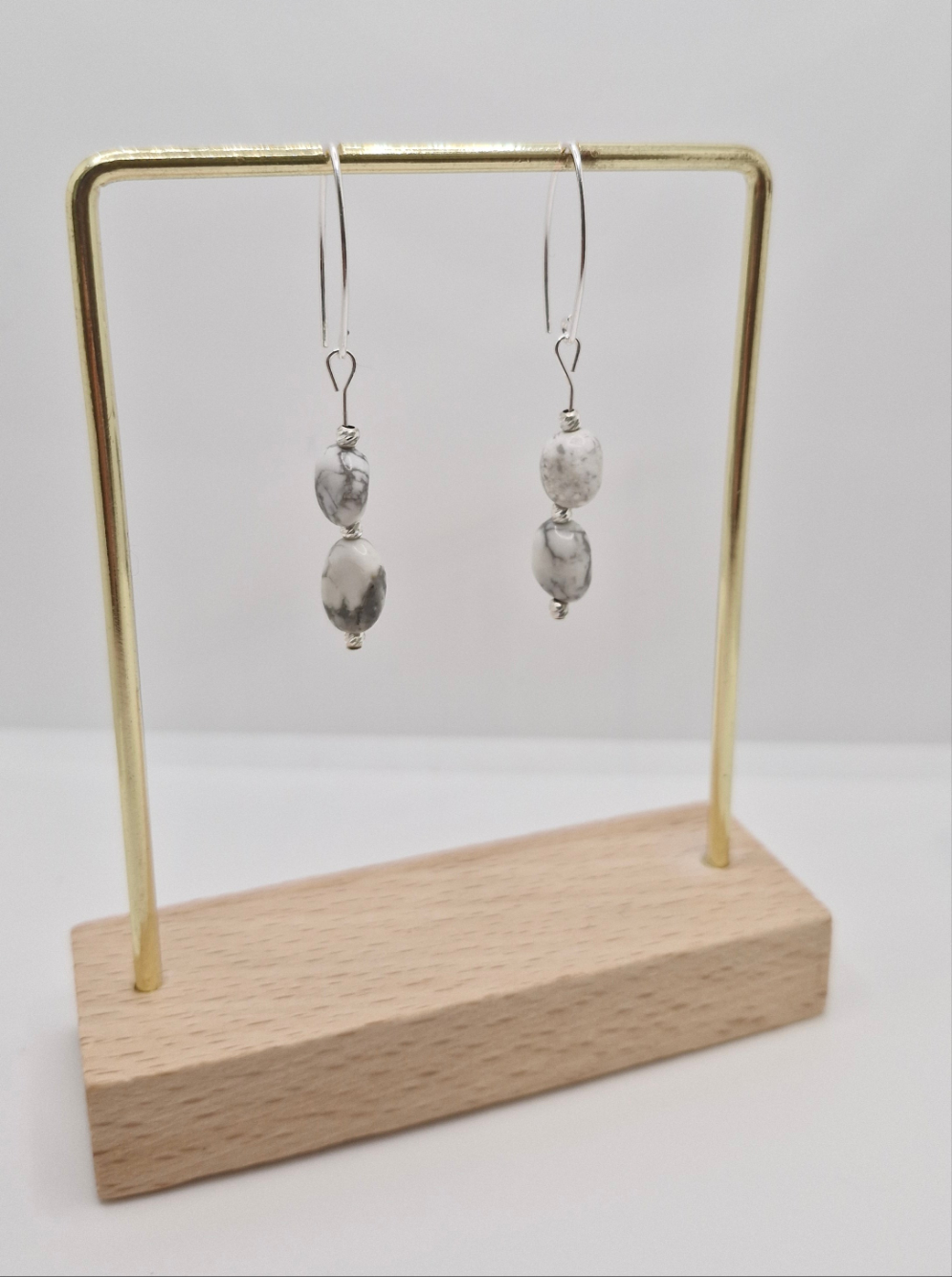 Elegant white Howlite earrings for calm, patience, and everyday style
