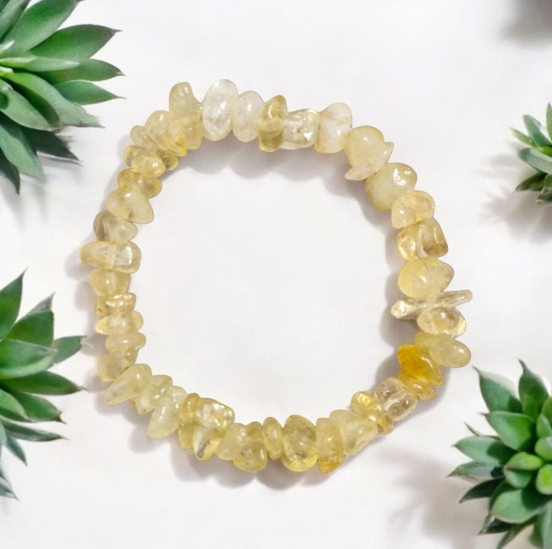 Golden Citrine bead in handmade chakra bracelet for positivity, joy, and abundance