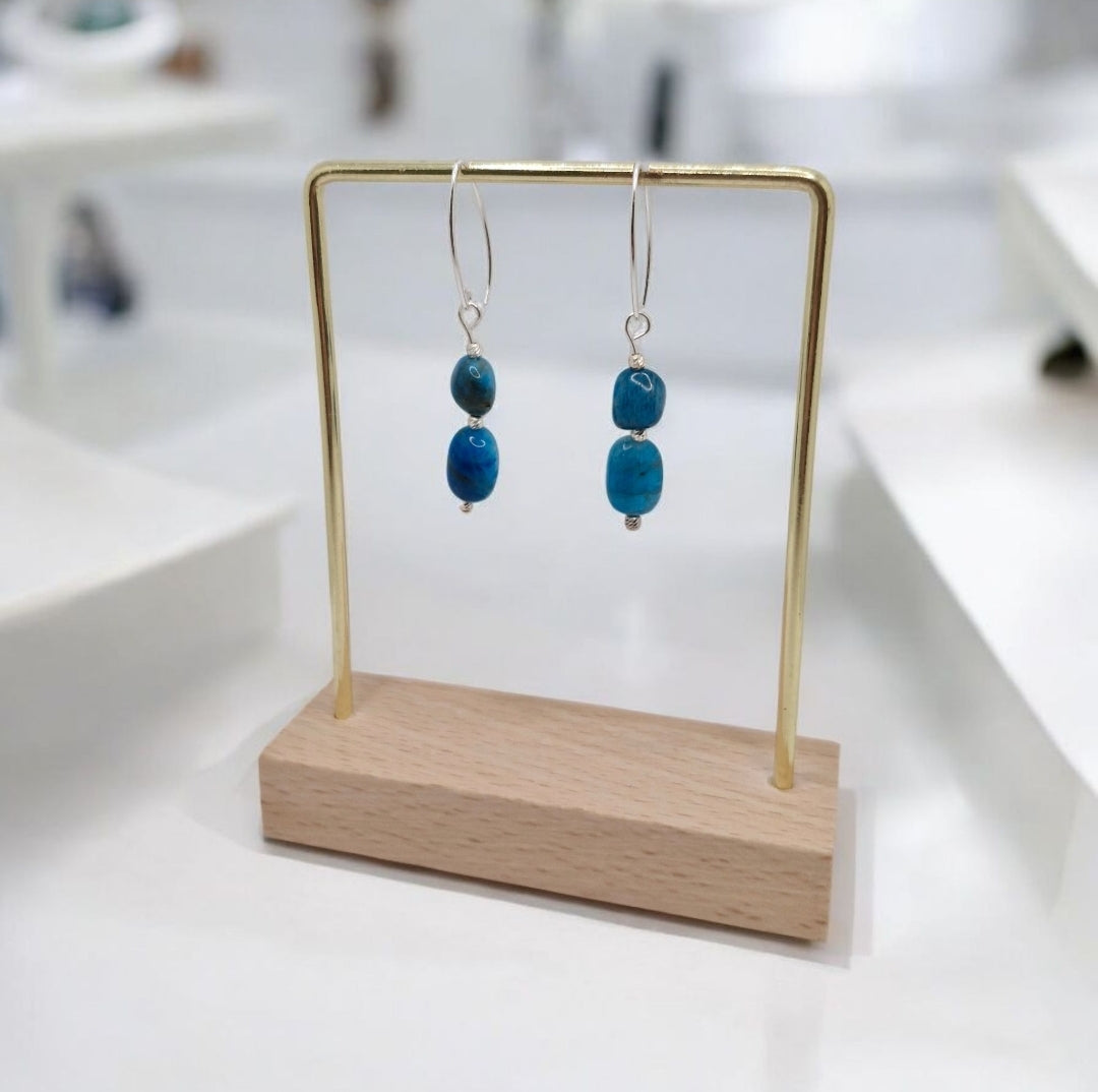 Elegant Apatite and sterling silver earrings for clarity, creativity, and everyday wear